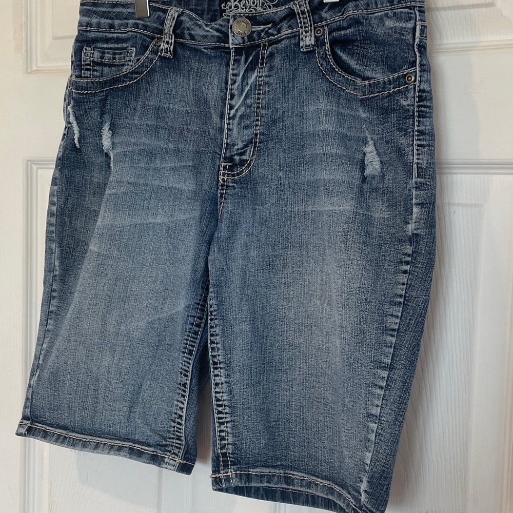 Revolt Size 12 Distressed Blue Jean Shorts - Picture 3 of 9